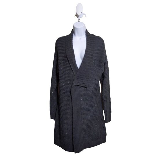 Candies Gray Long cardigan Sweater with gold sequins Size L - Picture 1 of 9